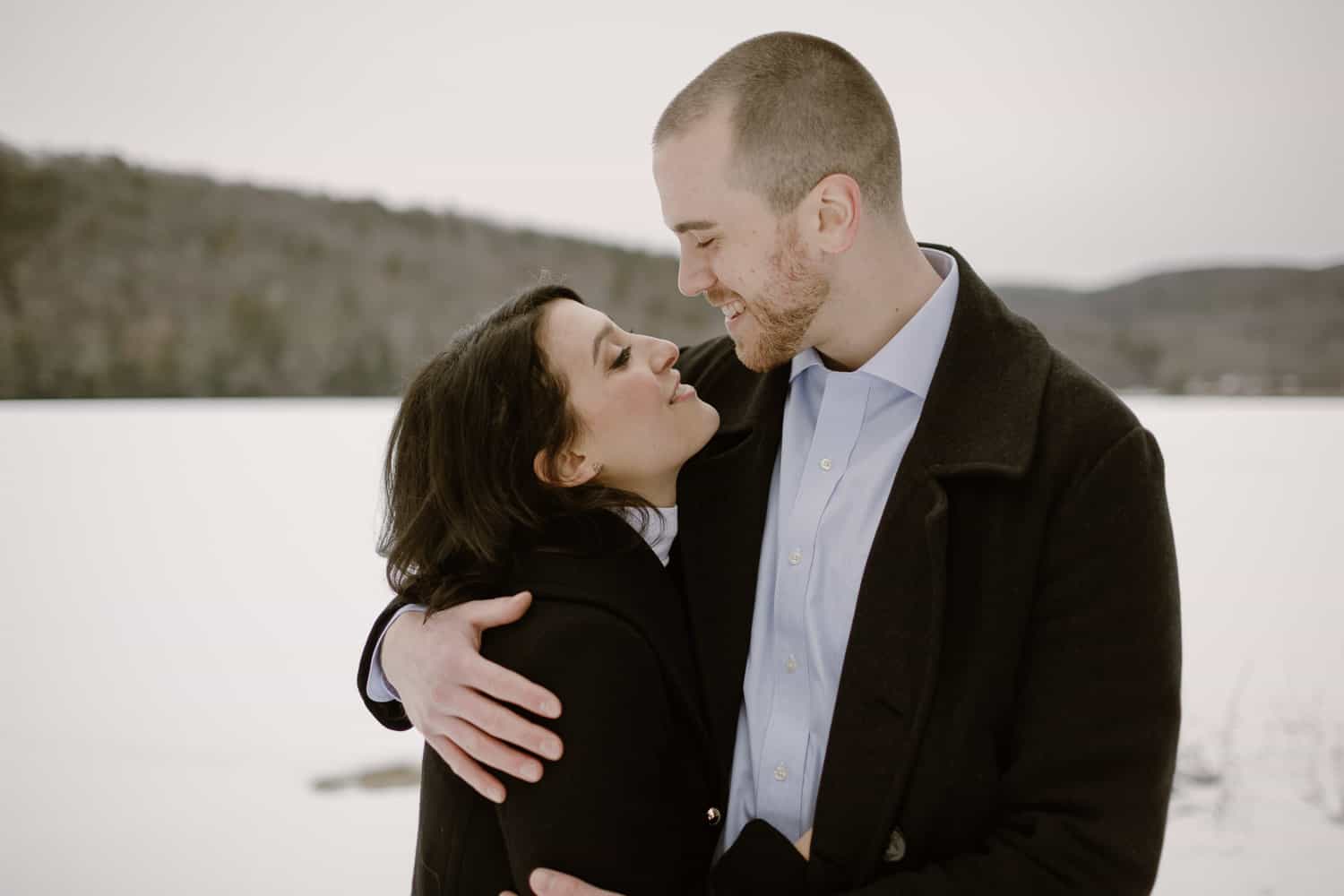 Snowy Winter Engagement Session in Berkshires 