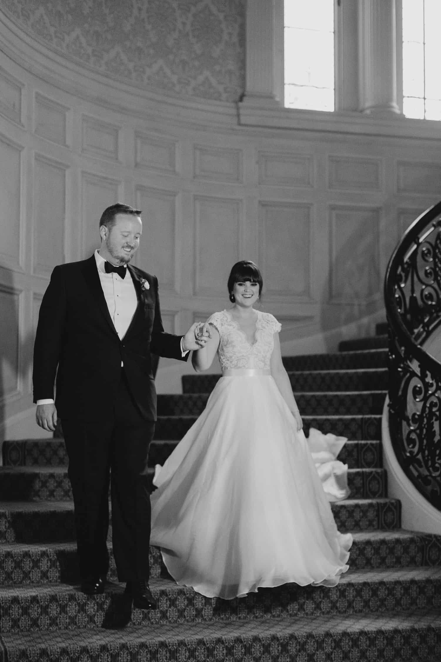 Black and white bridal portraits at Sleepy Hollow Country Club Wedding