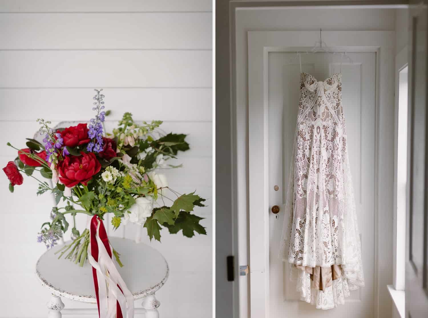 Wedding Bouquet by Tiny Hearts Farms and Wedding Gown by Rue de Seine by Lovely Bride