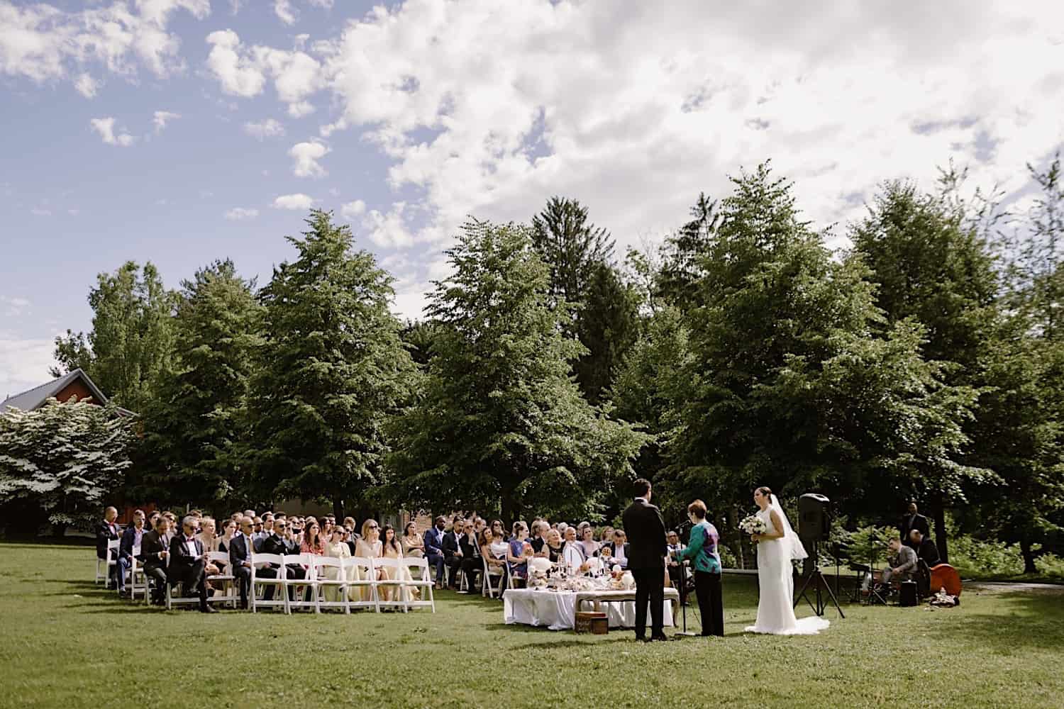 Wedding ceremony at Buttermilk Falls Inn