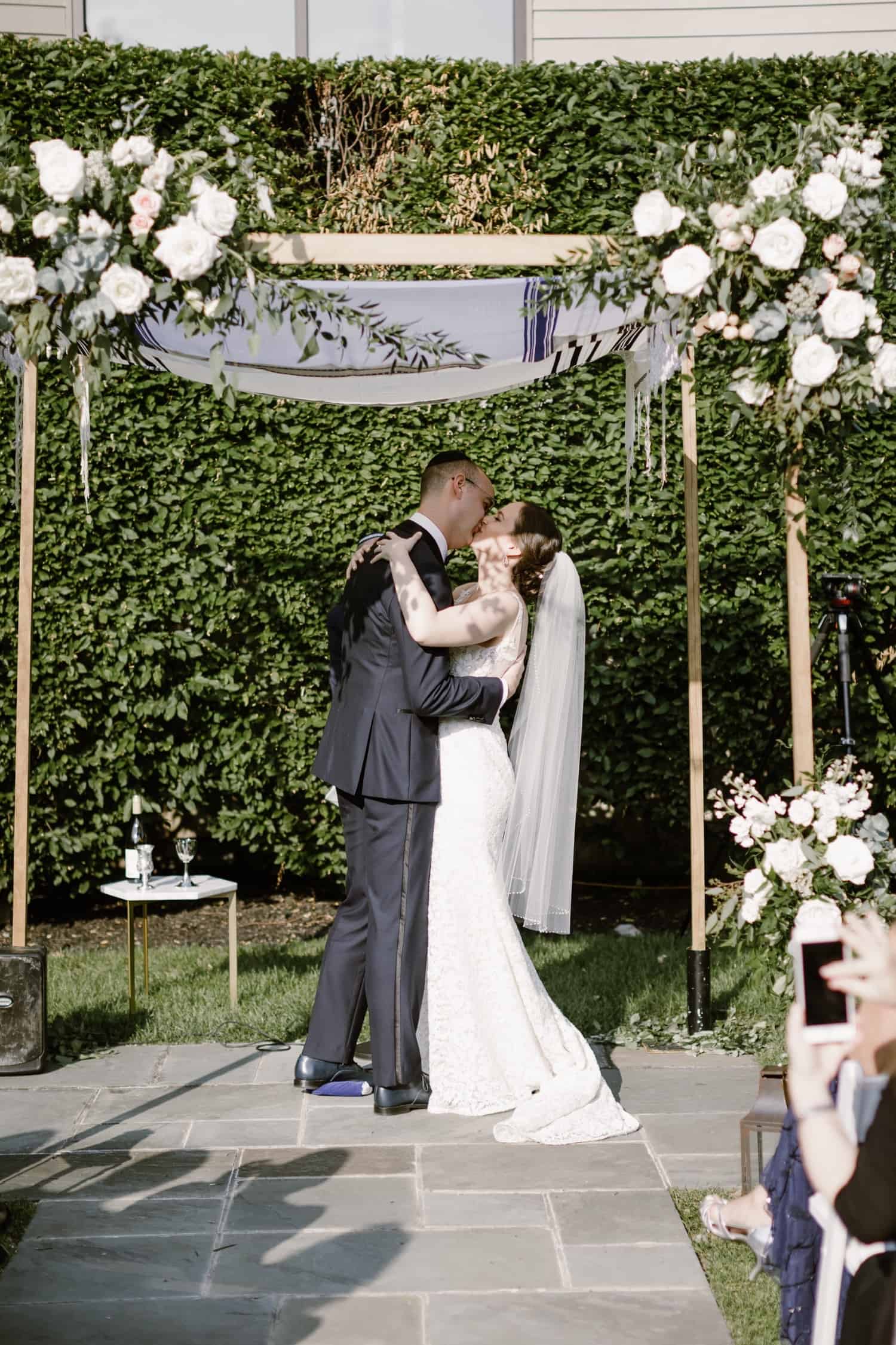 Wedding Ceremony kiss, The Roundhouse Wedding, NY
