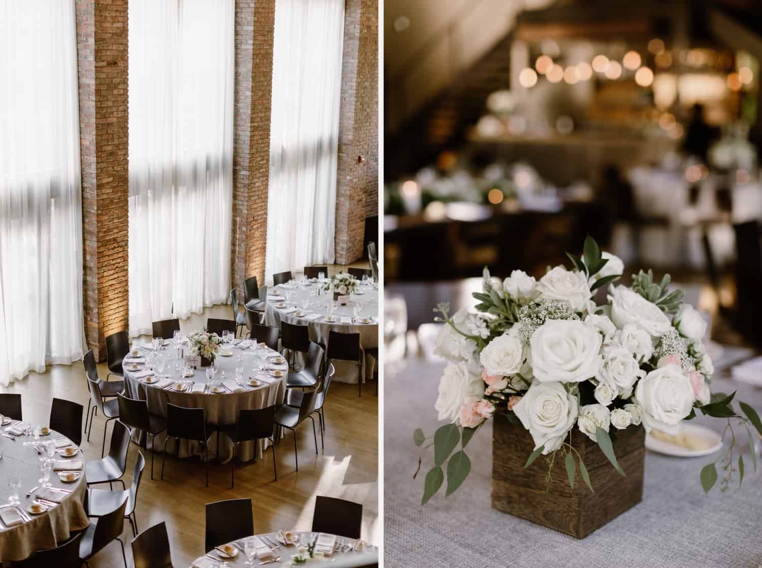 Wedding reception room details, The Roundhouse wedding, Beacon NY