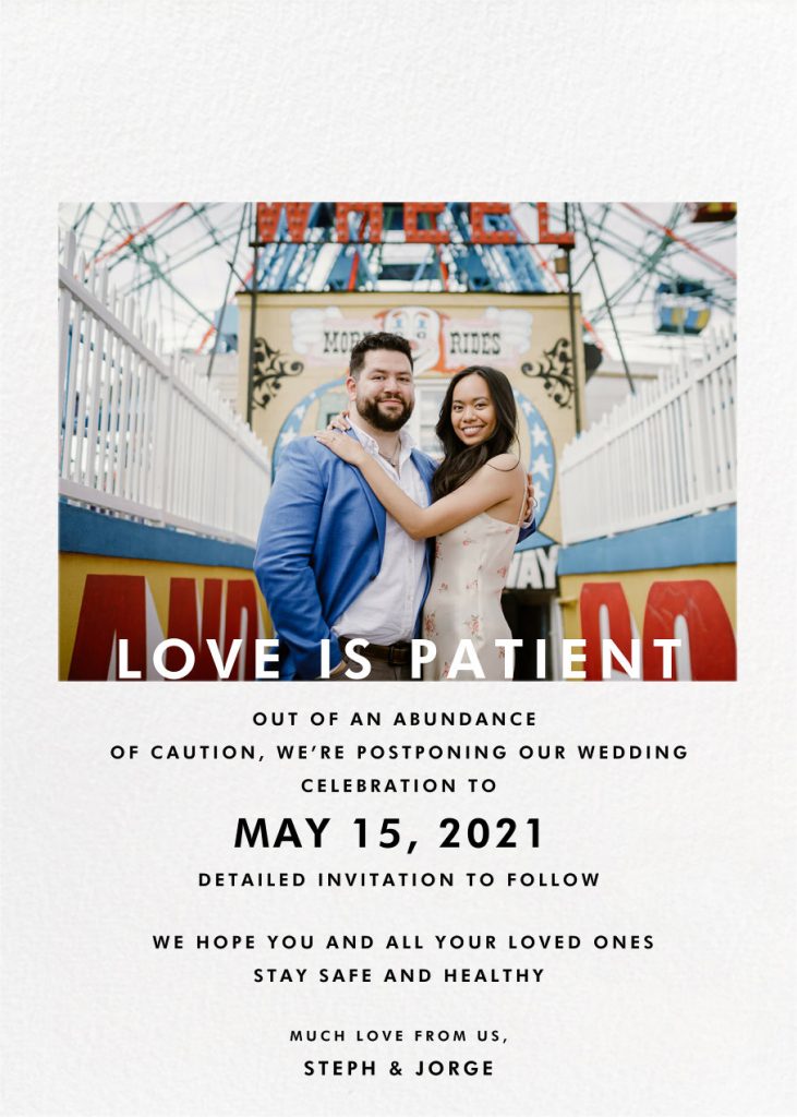 Wedding digital postponement notice  