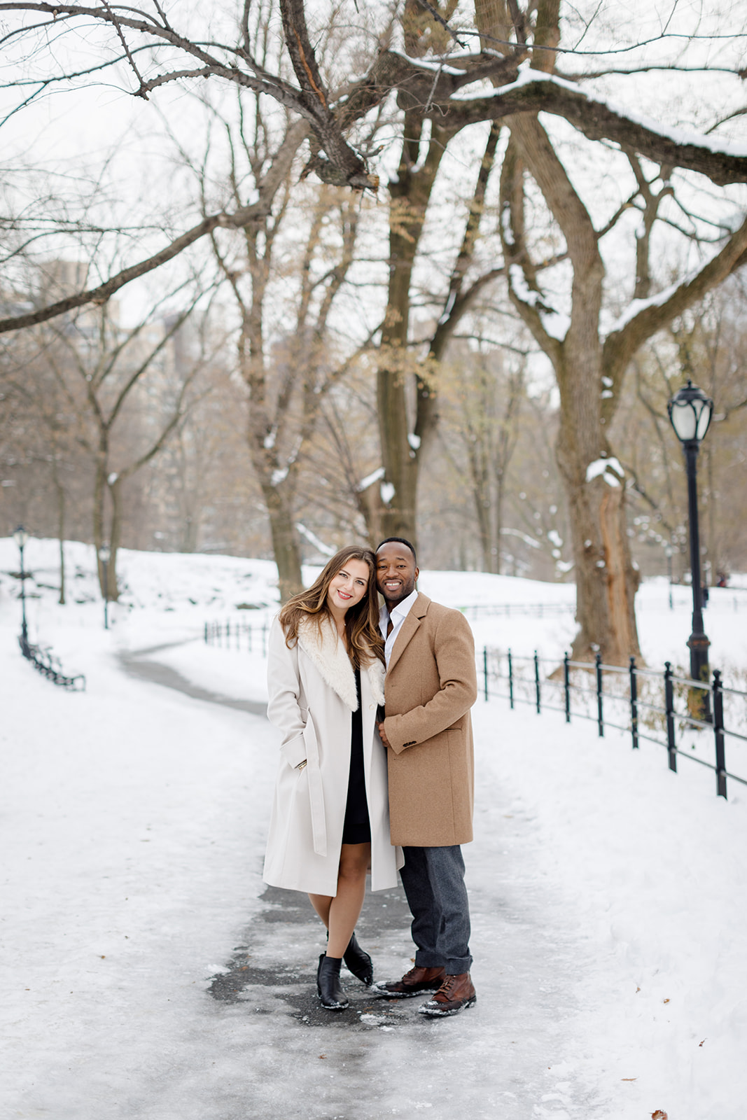 Central Park winter engagement photos